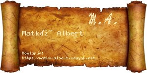 Matkó Albert névjegykártya