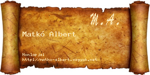 Matkó Albert névjegykártya